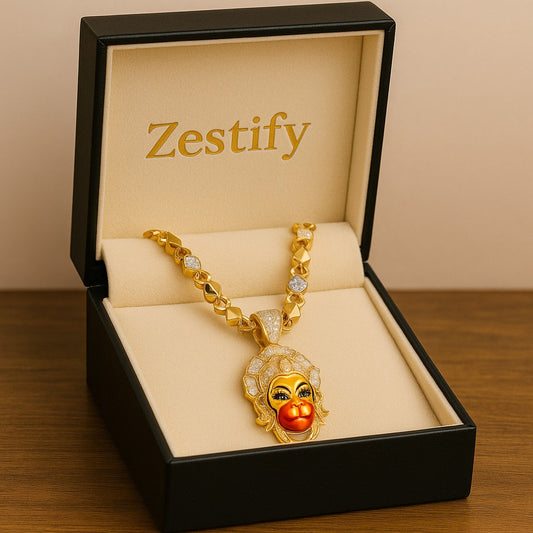 Veer Bajrang Bali Enamel Pendant Necklace (Gold-Tone Finish)